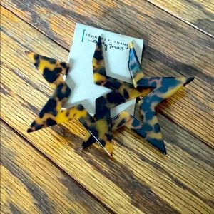 Acrylic Cheetah Star Earrings